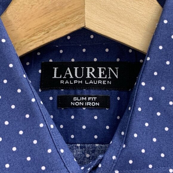 Ralph Lauren Shirt Mens 14.5 Black Label Button Down Blue Polka Dot Office Work - Picture 6 of 10